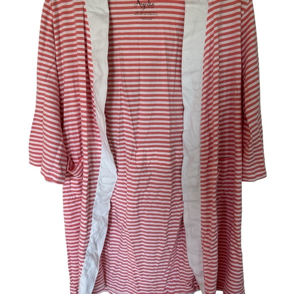 Women's Hooded Striped Lite Weight Jersey Robe - Picture 1 of 5